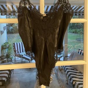 Vintage black corset style body suit teddy lingerie